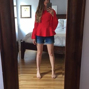 Red Bell Sleeve Top